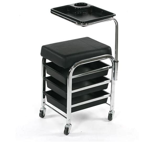 Manicure & Pedicure Salon Trolley stool with Drawers – Black