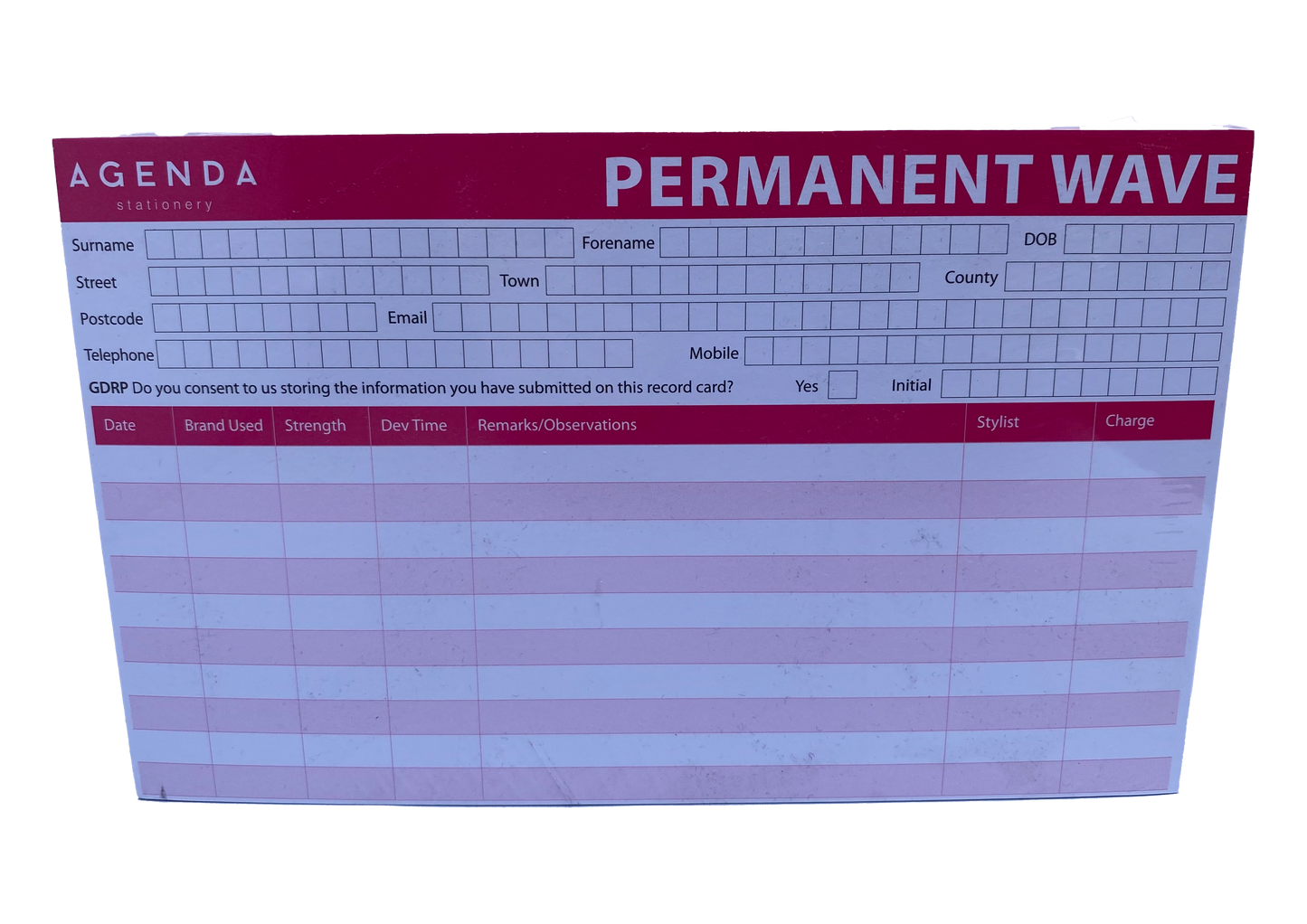 Agenda Perm/Tint Mixed Record cards x100