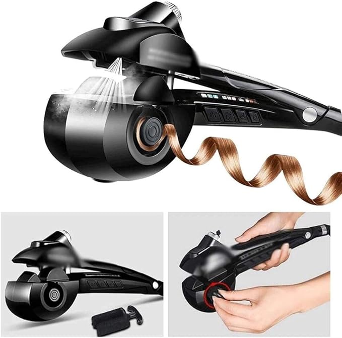 MakeMe Steam Curl – Automatic Steam Ceramic Curling Iron (Black)