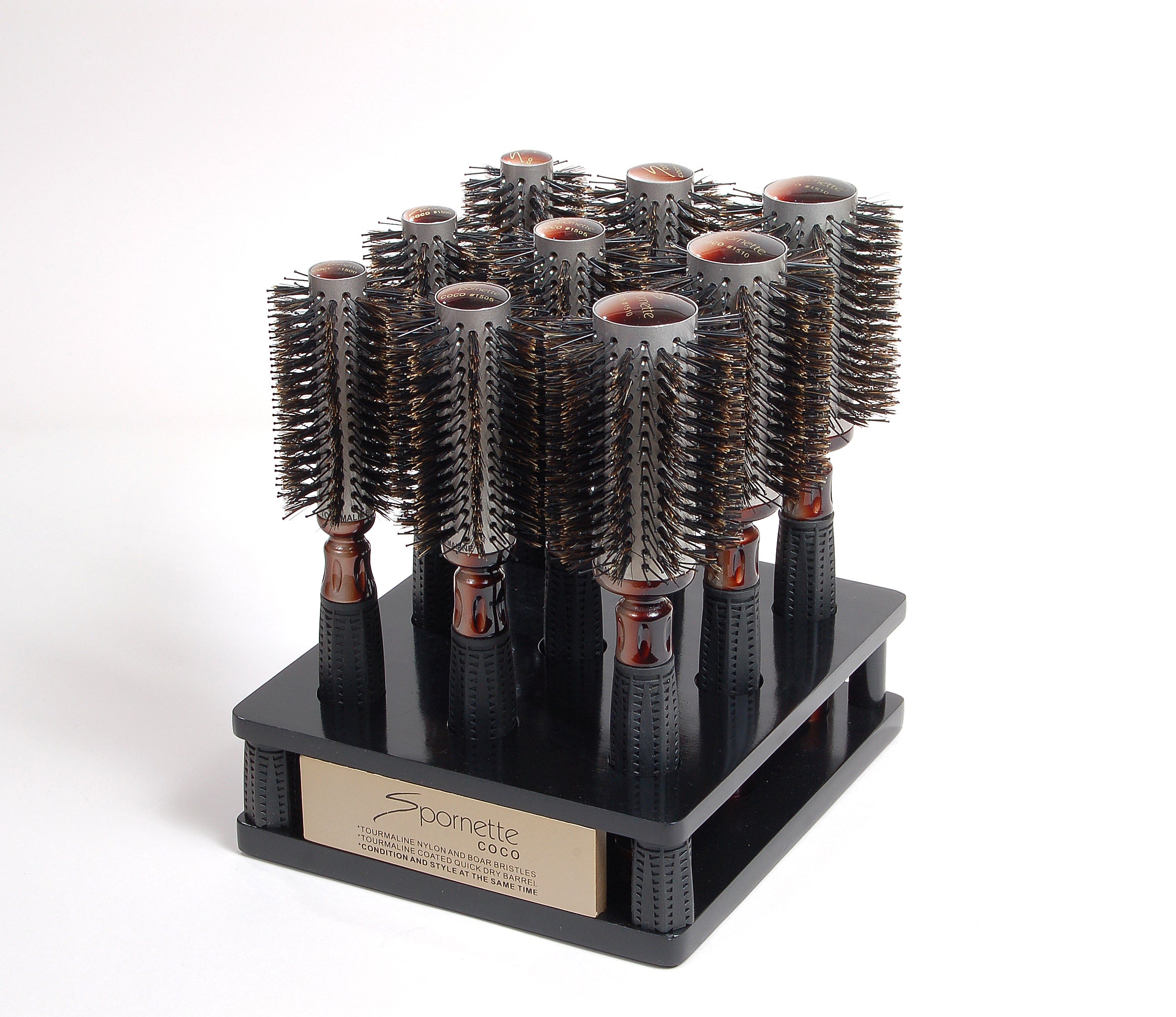 Spornette Coco Thermo Brush 9pc Display With Stand