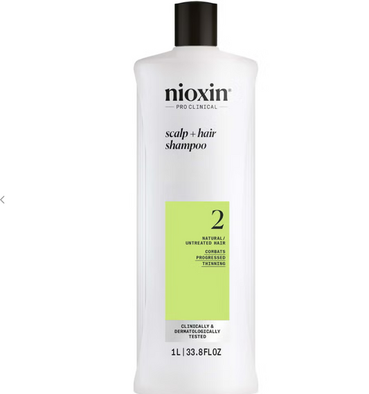 Nioxin Scalp and Hair Thickening System 2 Shampoo for Natural Hair with Progressed Thinning 1L