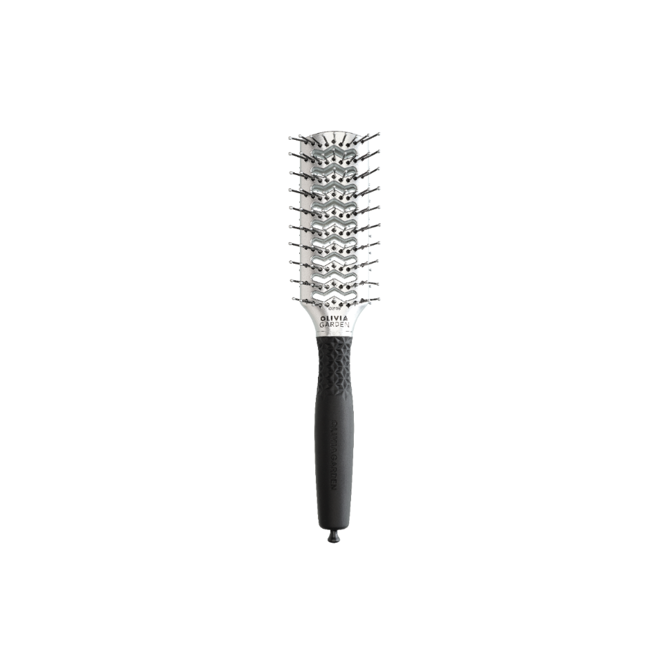 Olivia Garden Essential Style Double Tunnel Nylon Bristle Silver