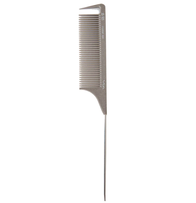 VIA Stainless Steel Pin Tail Low Tension Wide Tooth Tail Comb