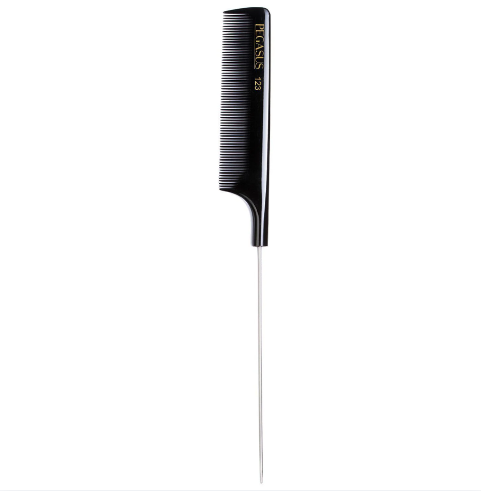 Pegasus 123/7 Extra Long Metal Tail Comb - Black