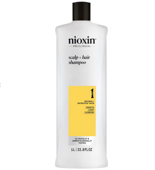 Nioxin Scalp and Hair Thickening System 1 Shampoo for Natural Hair with Light Thinning 1L