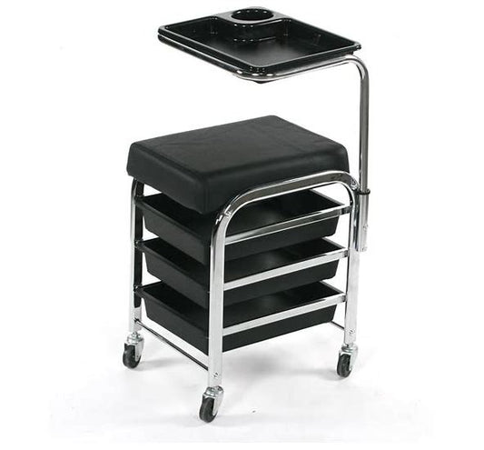 Manicure & Pedicure Salon Trolley stool with Drawers – Black