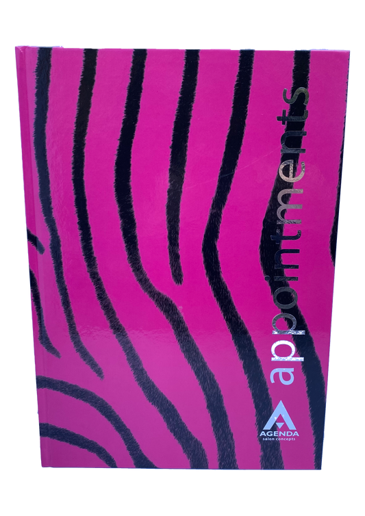 Appointments Book - 6 Column - Pink/Black Zebra Print