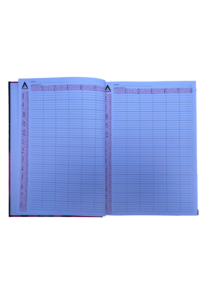 Appointments Book - 6 Column - Pink/Black Zebra Print