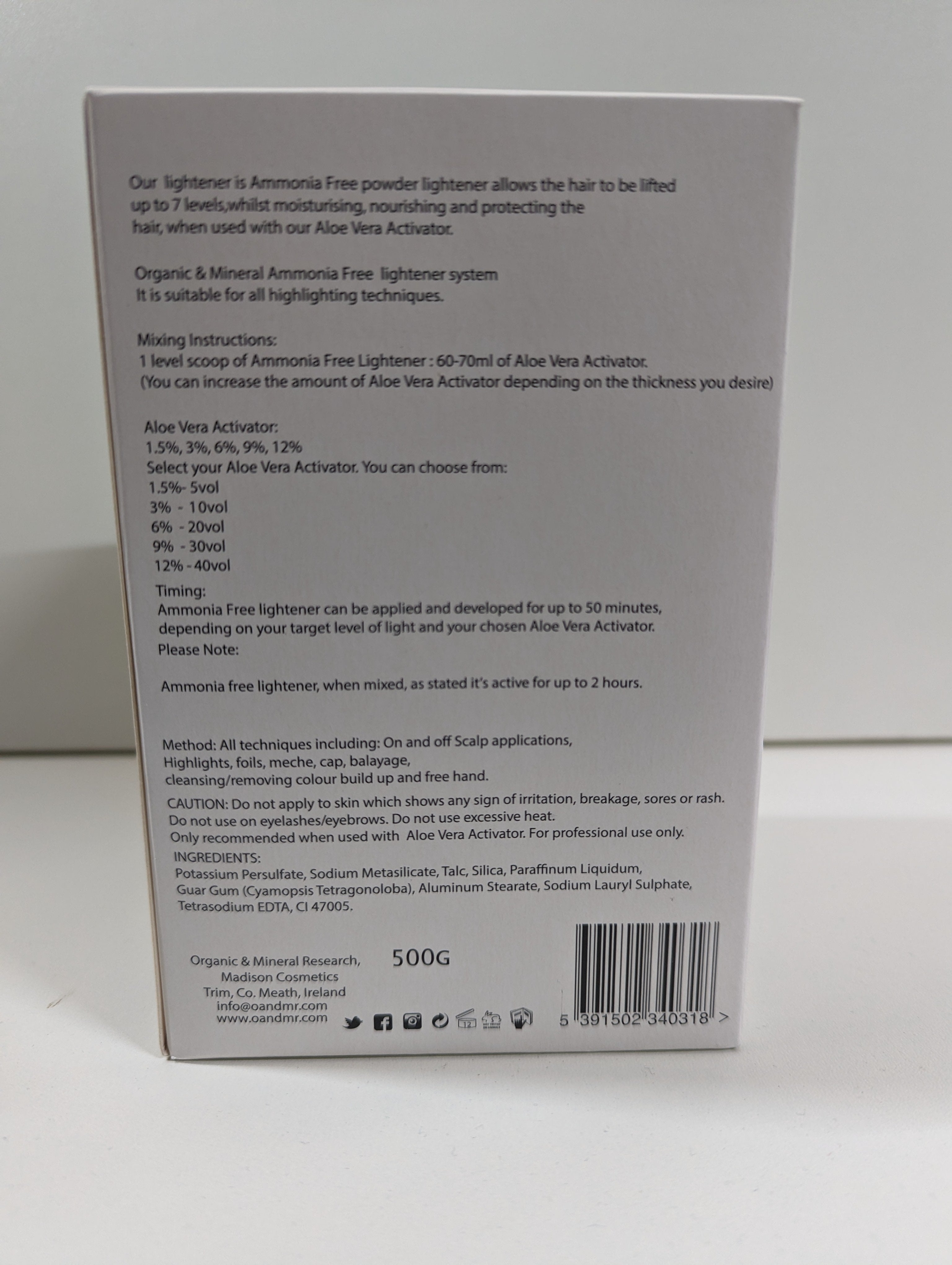 Organic & Mineral Ammonia free Hair Lightener 500g