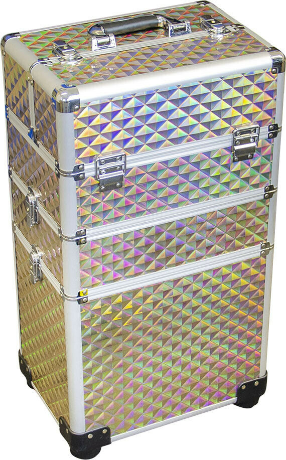 DMI Aluminium 3 Tier Mobile Beauty Storage Case Rose Gold Diamond/Matt