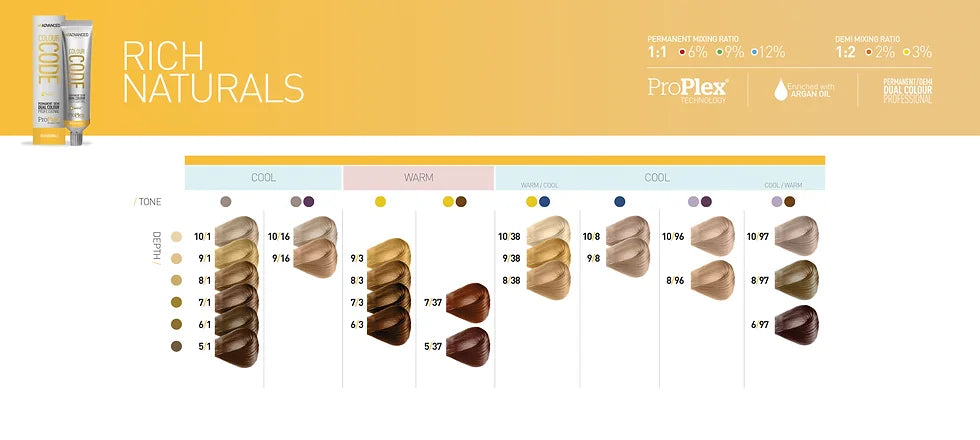 Advanced Colour code permanent/demi hair colour 60ml