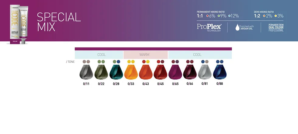 Advanced Colour code permanent/demi hair colour 60ml