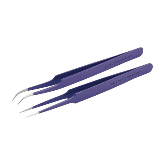 The Eyelash Emorium Midnight Shot Straight And Curved Tweezer Set